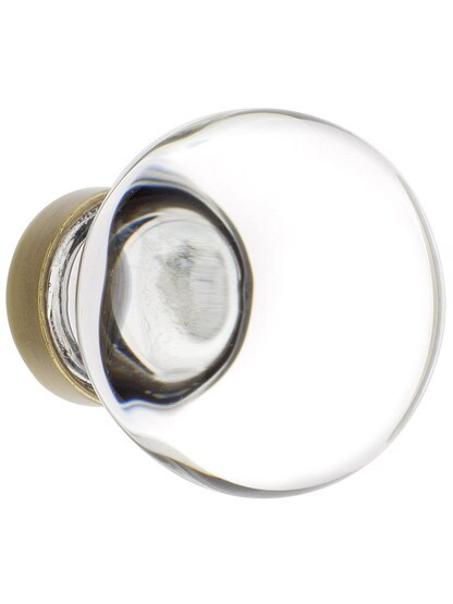Medium Bristol Crystal Cabinet Knob With Solid Brass Base in Antique Brass.